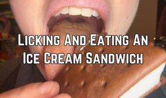 Phoenix Bates Licking And Eating An Ice Cream Sandwich 1080p - Extreme Close Ups - Open Mouth Chewing - Dirty Tongue - Licking