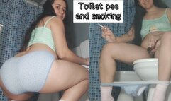 Super long toilet pee and smoking