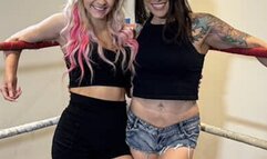 Barefoot Babes Wrestle In Short Shorts!