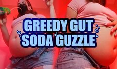 Greedy Gut Soda Guzzle WMV - Wide Lens Low Angle Belly Bloat & Burping in Tight Clothes
