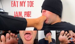 Toe Jam Humiliation - Mistress Enola - Toe jam feeding, toes and soles licking and foot gagging game (FullHD)