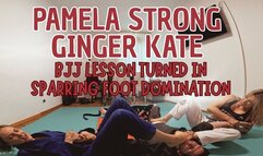 Pamela Strong and Ginger Kate bjj lesson turned in sparring foot domination