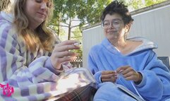 Phoenix and Friends V5 with Carmin trading smokey kisses and making out with some coughing and nose blowing outdoors