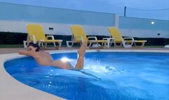 Playing nude by the pool in Portugal. Sexy, wet & energetic