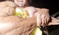 NEW ! muscular female torso smash crush squezze melon biceps legs nude topless challanges nigth video grunt pecs chest fantasy melon video squezze!