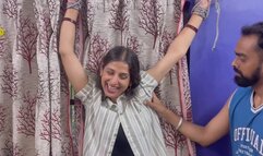 Indian Wife’s Uncontrollable Laughter as Husband Tickles Her Upper Body