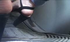 Driving black high heel sandals