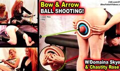 Bow & Arrow Ball Shooting - 720P Skey and Chastity have alot of fun playing BALLSEYE with Thrashes balls, putting them on a little target and shooting them with suction cup arrows!
