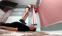 Nike Pro Shorts & T-Bar Chunky Shoes Trampling & Jumping FLOOR CAM (4K)