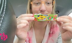 Bubble Gum Bubble blowing in the Car