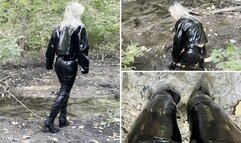 Anastasia getting stuck in shiny outfit and loose her boots