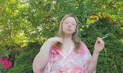 Smoking in the garden and coughing