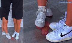 201. Goddess Amber & Miss Lucy - Pressing Your Face, Cock & Balls Flat Under Plexiglass & Our Nike Jordans - Split Cam - Trample Trampling CBT Ballbusting Facebusting Crushing Crush Shoes Foot Feet Trainers Trainer Fetish