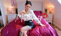 Scarlett's innocent white satin blouse rip (destruction)