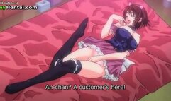 Busty sexy maid helps guy to cum