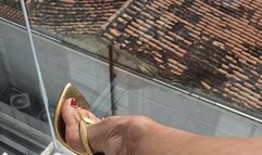 Milah highly arched feet Goddess Dangling her sexy sandals