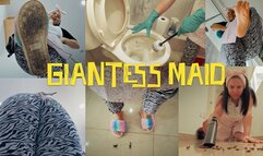 GIANTESS MAID - Canela squashes, flicks, flushes, sits, steps