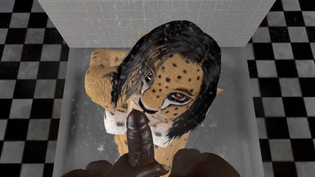 Real Furry Cosplay - Cheetah Girl Blowjob In The Shower Cum On Face Furry Cosplay Porn Video