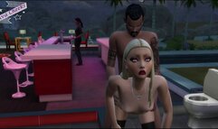 BLACK ROOMMATE IS JEALOUS OF HER DATE. STEALS SKINNY BIG ASS WHITE GIRL FOR A ROUGH BATHOOM FUCK!