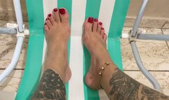 exciting feet with red nails