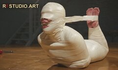 Astrid in a Sleek Microfoam Cocoon Part 2 - Full Body and Head Mummification, Hogtie, and Bare Soles Exposed (UHD 4K MP4)