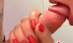 Blowjob on public bathroom