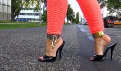 Neele - Neon Orange Butt Leggings And Patent Mules Part 2 - mp4 1920x1080