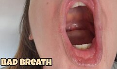Bad Breath Fetish Close Up Open Mouth Sounds and Throat Noises with Real Morning Mouth Play
