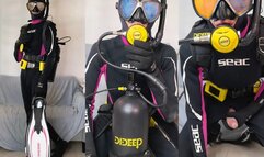 Scuba gear showcase and masturbation, cum on regulator