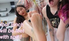 Today Your Meal Will Be Feet with Spit - HUMILIATION - DOUBLE FOOT WORSHIP - DIRTY HAVAIANAS - NAKED MODELS