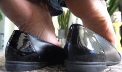 Tiny foot slave POV (black flats)!!