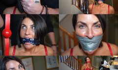 Sarah wild, prisoner in her own home, chair tied, cleave gagged, tape gagged ballgagged (mp4)