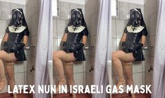 latex nun in the shower in gas mask israeli