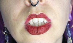 Vampire Teeth Red Lips Open Mouth Vape Fangs