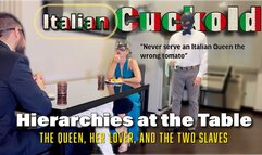 GEA DOMINA - HIERARCHIES AT THE TABLE: THE QUEEN, HER LOVER AND THE TWO SLAVES (Italian cuckold)