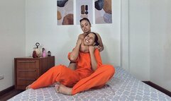 Sitting and towering ass on the skinny prisoner By Rosalia Peach ,Ariel and Cris Cam Babi
