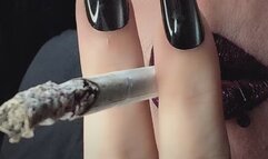 Purple Glitter Lipstick and a Cork ~ Close Up Smoking