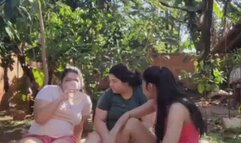 Threesome desperation, pissing in action