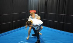 Judo girl demonstrates throws and techniques