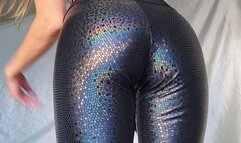 Black Shimmer Shiny Legging Ass JOI