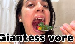 Giantess Vore – My gummy prey disappears inside my mouth