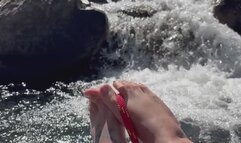 I Prop Up My Barefeet While Backcountry River Rafting. My toes are unpainted and all natural after camping for days!