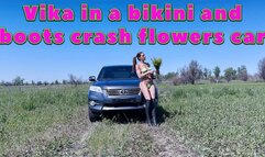 Vika in a bikini and boots crash flowers car _ 4k hdr pro res_full video 23 min