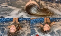Nastya and Chloe dip their heads and hair into the water (custom video)