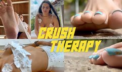 CRUSH THERAPY 4K Giantess Andrea at the pool, bikini, stomp, sit