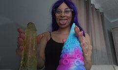 Indian stepsister humiliates 2 dildos and plays with both dildos then loves one more than the other and makes the dildo jealous then humiliates them and in the end cums in both of them in her mouth (JOI COSPLAY)