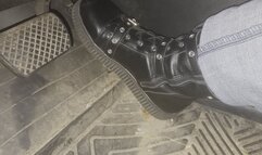 Driving to the store in strappy punk sneakers