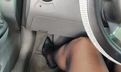 Accelerating car pedals with stiletto heels and pantyhose (1)