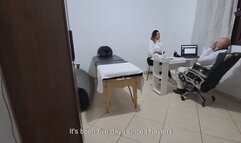 A MILF gets fingered by the proctologist during an anal exam.