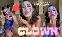 Long natural nails queen smoking wearing clown makeup, dirty talk